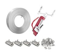 Kit de cerclage en acier - Outil de cerclage métallique, tendeur et coupe-fil à vis, bobine de cerclage 304 3/4" x 100 pieds, 100 boucles en acier, emballage robuste et haute résistance, rouge