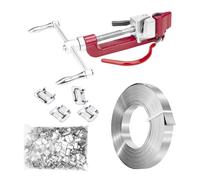Kit de cerclage en acier, tendeur à vis et outil de coupe pour emballage haute résistance, bobine de cerclage en acier inoxydable 304 de 19 mm de large et 30 m de long, 100 boucles à oreilles, roug