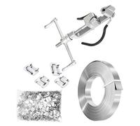 Kit de cerclage en acier, tendeur à vis et outil de coupe pour emballage haute résistance, bobine de cerclage en acier inoxydable 304 de 19 mm de large et 30 m de long, 100 boucles à oreilles, arge