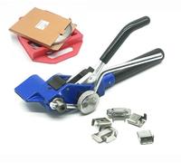 Kit de cerclage en acier, tendeur de cerclage en acier, outil de coupe avec bobine de bande en acier inoxydable 304 de 100 pieds de longueur, 100 boucles à oreille en acier pour cerclage et emballag