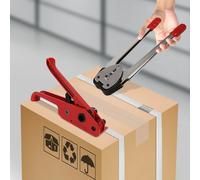 Kit de cerclage manuel 1000N, tendeur et scelleuse, ensemble complet avec ceinture d'emballage, outils de cerclage portables pour l'emballage Rouge