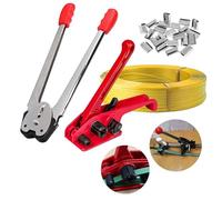 Kit de cerclage manuel avec dispositif de scellement de 100 m - Banc de cerclage 50 pièces clips pour tendeurs d'emballage en plastique PP/PET