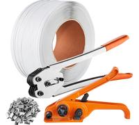 Kit de cerclage SucceBuy avec outil de tension, outil de scellage, 100 m de feuillard PP, 100 scellés métalliques, kit de cerclage pour emballage de palettes, banderole d'emballage durable, manuel, ve