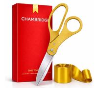 Kit de cérémonie d'ouverture dorée - Ciseaux larges de 50 cm de long avec ruban pour inaugurations et cérémonies, ciseaux dorés de 50 cm pour découpe de ruban, grande ouverture et événements spéciaux