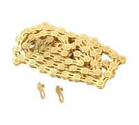 Kit de Chaîne de Vélo, Chaîne de Vélo à 12 Vitesses Chaînes de VTT Chaîne de Vélo Alliage d'acier à Moitié Creuse avec Connecteur de Chaîne Chaîne de Vélo de Route pour Cyclisme (Doré)