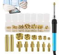 Kit de chaleur - Outil d'insertion - Kit d'imprimante 3D - Insert fileté - Outil d'insertion en laiton chauffé avec têtes de fixation pour trous de fusion - Réparation - Raccords et prototypage