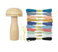 Kit de champignon à repriser - 10,5 x 6 x 3 cm - Avec cordon élastique de 30 cm - Outil de réparation d'aiguille - Accessoire de réparation pour chaussettes, pulls, tissus, bricolage