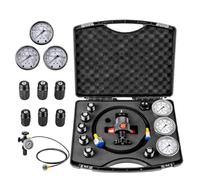 Kit De Charge D'Accumulateur D'Azote Hydraulique,Testerkit De Pression D'Azote,Dispositif De Test De Pression,Avec 3 Jauges, 7 Raccords Et 1 Tuyau De Gaz (Black)