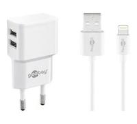 GOOBAY 44979 - Chargeur USB, double, 5 V, 2,4 A, Lightning, blanc