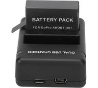 Kit De Chargeur De Batterie Pour Caméra , Double Chargeur De Batterie + Batterie Rechargeable Ahdbt-401 1600 Mah, Entrée Micro Usb 5 V/2 A, Sortie 4,4 V[ChargeurUsb122]