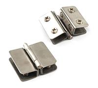 Kit de charnière pivot pour porte en verre 180° en acier inoxydable - Charnière de douche en verre avec double clip de serrage et vis, adaptable pour verre de 5-8 mm