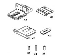 Kit de charnières pour ferrure Folder - titane - Support à encastrer conecta 180° + charnière centrale SALICE