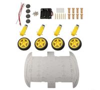 Kit de châssis de voiture intelligent 4WD pour encodeur de vitesse et moteurs à engrenages quadri-engrenages pour projets Arduino, ABS et construction en métal pour bricolage robotique