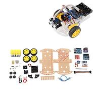 Kit de Châssis de Voiture Robot Intelligent Bricolage, Plate-Forme de Voiture Intelligente avec Moteur de Suivi 4WD avec Roues de Moteurs et Boîtier de Batterie pour Kit