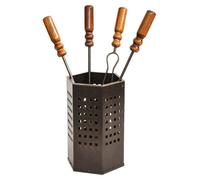 Kit De Cheminée En Fer Battu, H 50 Cm 4 Pz Pince, Balayette, Pelle, Attisateur