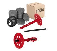 Kit de chevilles isolantes PROTEKTOR Ø10x100mm avec clou plastique (100 pièces + 200 rondelles + 1 fraise) pour ITE & isolation de façade, chevilles à frapper certifiées ETA Chevilles thermiques