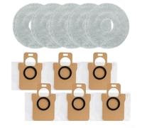 Kit de chiffon de nettoyage et sac à poussière compatible avec aspirateur robot Jonr T5 Pro, tampons de nettoyage en microfibre et sacs de sabots pour l'entretien du sol à domicile, 5 chiffons plus 6