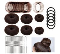 Kit de Chignon Donut - 71 Pièces en Différentes Tailles, Accessoires de Coiffure avec Épingles à Cheveux, Filets et Élastiques pour Femmes, Enfants, Danse Ballets (Marron)