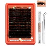 Kit de cils individuels volumineux 240 pièces, extension de en grappes 80D avec longueur mixte de 14 à 24 mm, colle et pince à, grappes de DIY volumineux à courbure