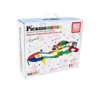 PicassoTiles Blocs éducatifs Voiture de course – Carreaux magnétiques – 2 lumières – Lot de 50