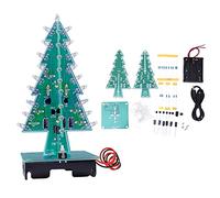 Kit de Circuit électronique DIY pour Arbre Noël 3D, Projet Soudure d'arbre Noël stéréo LED Adultes, décoration de Vacances PCB avec 16 LED Clignotantes pour l'apprentissage STEM (Ensemble de