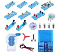 Kit de circuits électroniques pour enfants - Jouet éducatif avec moteur, ampoule et câbles - Boîte d'expérimentation de génie électrique pour la physique et l'éducation à la menthe pour enfants à