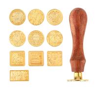 Kit de Cire à Cacheter, Comprenant 10 Têtes de Tampons de Cire à Cacheter et 1 Manche en Bois Kit de Tampons de Cire à Cacheter pour Enveloppes, Cartes de Voux, Cadeaux, Décoration (Style 2)