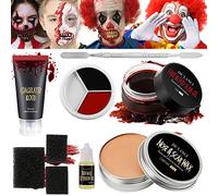 Kit de cire pour cicatrices d'Halloween avec effets spéciaux de sang faux en gel de sang coagulé, modélisation de fausses plaies, cire cicatrice avec spatule, maquillage SFX Halloween pour zombies