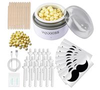 Kit de cire pour le nez Mini chauffe-cire avec 100g de cire pour poils de nez,16 bâtons d'épilation pour poils de nez,20 applicateurs en bois,10 gabarits de moustache,15 lingettes baume,USB