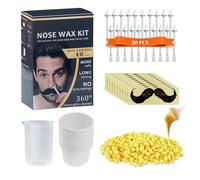 Kit de cire pour nez, Cire Épilatoire Nez, épilation du nez, 100g de cire avec 20 applicateurs, Autocollants Barbe Moustache, Épilation rapide et efficace, Usage simple et hygiénique