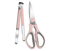 Kit de Ciseaux Cuisine pour Barbecue, Pince à Viande Rose | Acier Inoxydable et Abs, Poignée Confortable, Usage Manuel, pour Barbecue et Fête, Outil Multifonction