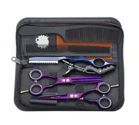 Kit de Ciseaux de Coiffure Professionnel Ciseaux Coiffure 5,5 Peigne Inox Violet Rasoir Acier Ciseaux Coiffure Desepaissir Ciseaux Cheveux Coupe Frange Barbe pour Coiffeur Adulte Enfant