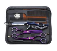 Kit de Ciseaux de Coiffure Professionnel Ciseaux Coiffure 5,5 Peigne Inox Violet Rasoir Acier Ciseaux Coiffure Desepaissir-Violet