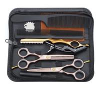 Kit de ciseaux de coiffure professionnel - ESTAMPILLE - 5,5 pouces - Or rose - Inox 440C - Lame super coupante