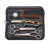 Kit de Ciseaux de Coiffure Professionnel Or Rose Ciseaux Coiffure 5,5 Pouces Inox Peigne Acier Ciseaux Coiffure Desepaissir Ciseaux Cheveux Coupe Frange Barbe pour Coiffeur Femme Enfant