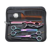 Kit de Ciseaux de Coiffure Professionnel Rose Ciseaux Coiffure 5,5 Pouces Peigne Inox Acier Ciseaux Coiffure Desepaissir Ciseaux Cheveux Coupe Frange Barbe pour Coiffeur Enfant Femme