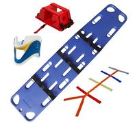 Kit de civière d'urgence avec planche dorsale, immobilisateur de tête, minerve, sangles araignée, civière flottante avec sangles réglables pour les services d'urgence, les ambulances et les terrains d