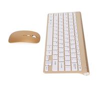 Kit de Clavier et Souris sans Fil, Clavier sans Fil Antidérapant avec Bouton Silencieux et Indicateur LED Résistant à l'oxydation pour Le Bureau (Or)