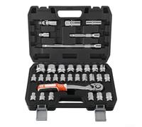 Kit de ouille de réparation automatique 1/2", 32 pièces de douilles métriques à 12 points de 8 mm à 32 mm avec cliquet à 72 dents pour un usage quotidien en magasin