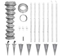 Kit de clôture de jardin, en acier galvanisé, 15 x 1 m, avec poteaux, douilles de sol, fil de serrage, kit complet pour jardin, cour, enclos pour animaux