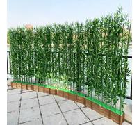Kit de clôture en bambou artificiel d'extérieur - Grande plante artificielle en bambou avec base en bois pour jardin, balcon et terrasse - Hauteur 1,5 m Base 0,8 m - Parfait pour la décoration de la