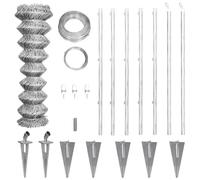 Kit de clôture en grillage 15 x 0,8 m en acier galvanisé avec poteaux, douilles de sol, fil de serrage, pour jardin, volaille, protection, grille robuste