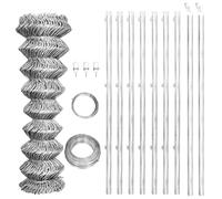 Kit de clôture en grillage - 15 x 1,25 m - En acier galvanisé - 2 mm d'épaisseur - Avec 7 poteaux et accessoires - Clôture de jardin robuste pour jardin et cour - Argenté