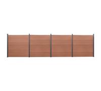 Kit de clôture marron 699 x 186 cm WPC Brise-vue pour jardin et terrasse Matériau composite bois plastique durable Montage facile Double paroi