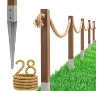 Kit de Clôture Nautique en Corde 28m pour Jardin, Inclut Corde, Poteaux et Ancres de Fixation, Hauteur 1m, Couleur Naturelle et Argent - Design Style Marin Extérieur