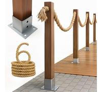 Kit de Clôture Nautique en Corde de Style Marin - Garde-Corps de Jardin avec Poteaux et Ancrages à Visser - Longueur 6m, Hauteur 1m - Coloris Naturel et Anthracite