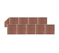 Kit de clôture WPC durable de 9 carrés + 1 biais avec profil supérieur en aluminium et résistance aux chocs, système de clôture modulaire pour un montage et une extension faciles comme élément de