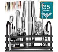 Kit de cocktail professionnel | Kit de barman Mixology | Ensemble shaker à cocktail 14 pièces | Accessoires de bar à Martini Home | Comprend 35 cartes de recettes | Coffret cadeau (shaker Boston 800