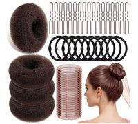 Kit De Coiffure Chignon Donut Moyen,Épingles À Cheveux U En Métal,Filets À Cheveux Invisibles,Élastiques, Pour Danse Ballet Mariage