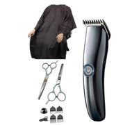 Kit de Coiffure Tondeuse à Cheveux Électrique USB, Ciseaux et Tablier | Plastique ABS, Plusieurs Réglages de Longueur, pour Barbe et Cheveux Humains, Coupe à Domicile ou Salon, Moins de Salissures